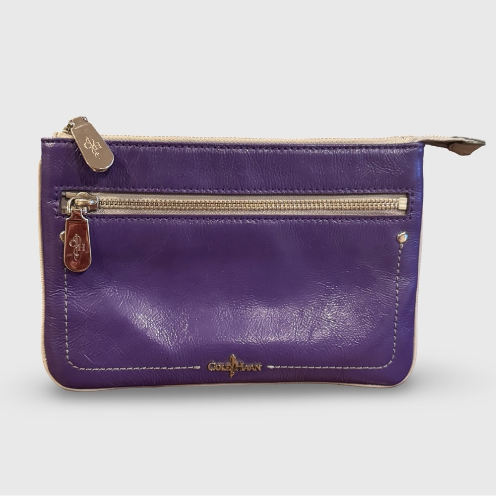 Cole Haan Purple Leather Pouch/Makeup Bag